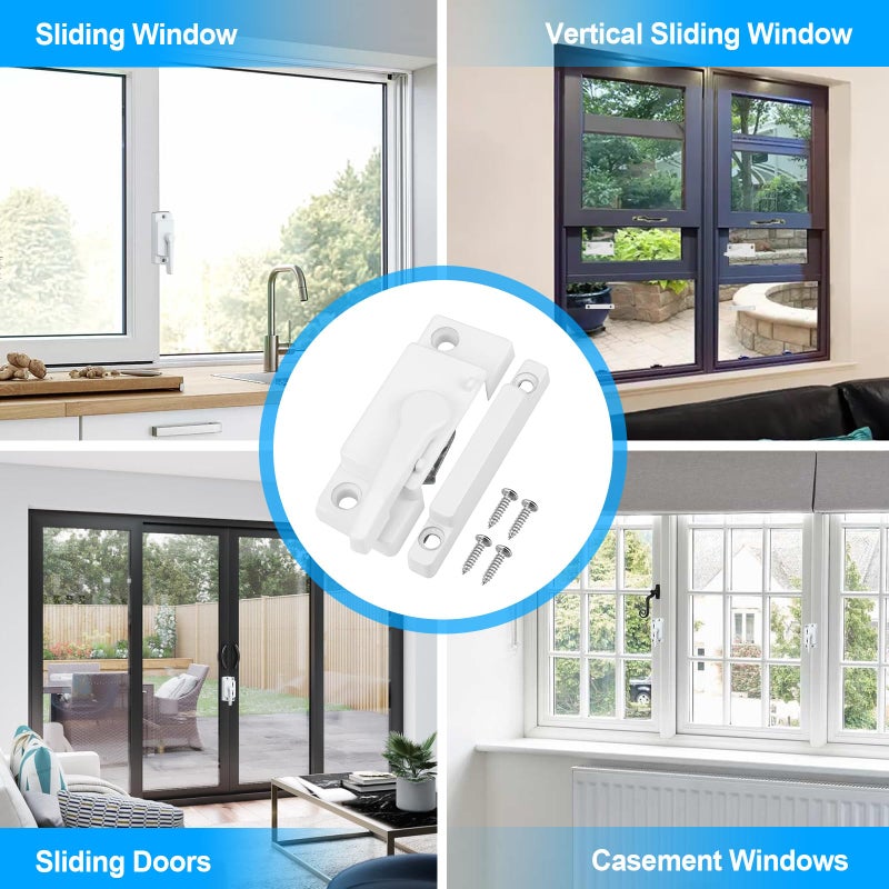 HIMOMO Window Sash Locks, 10 Pack Cam Action White Window Locks, Window Latches with Keeper Diecast, Sliding Window Parts, Replacement Sash Locks for Sliding Windows Double Hung Windows - Image 4